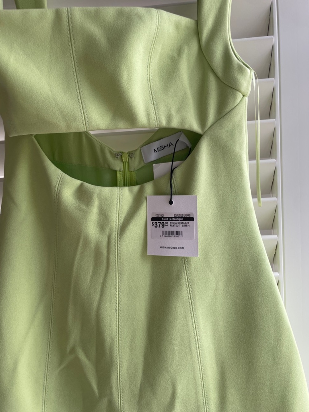 Cutout Peplum Top & Flared Pants Set - Lime - Picture 2 of 3